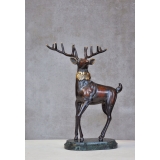 銅雕財鹿.公鹿角 動物雕塑擺飾 (y14896 立體雕塑.擺飾 立體擺飾系列-動物、人物系列)
